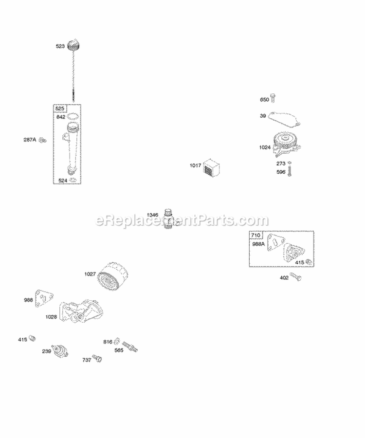 Lubrication Diagram and Parts List for  Briggs and Stratton Engine